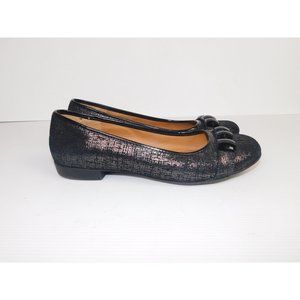Sofft Euro Soft Ballet Flats Black Leather Slip On Shimmer 10 M